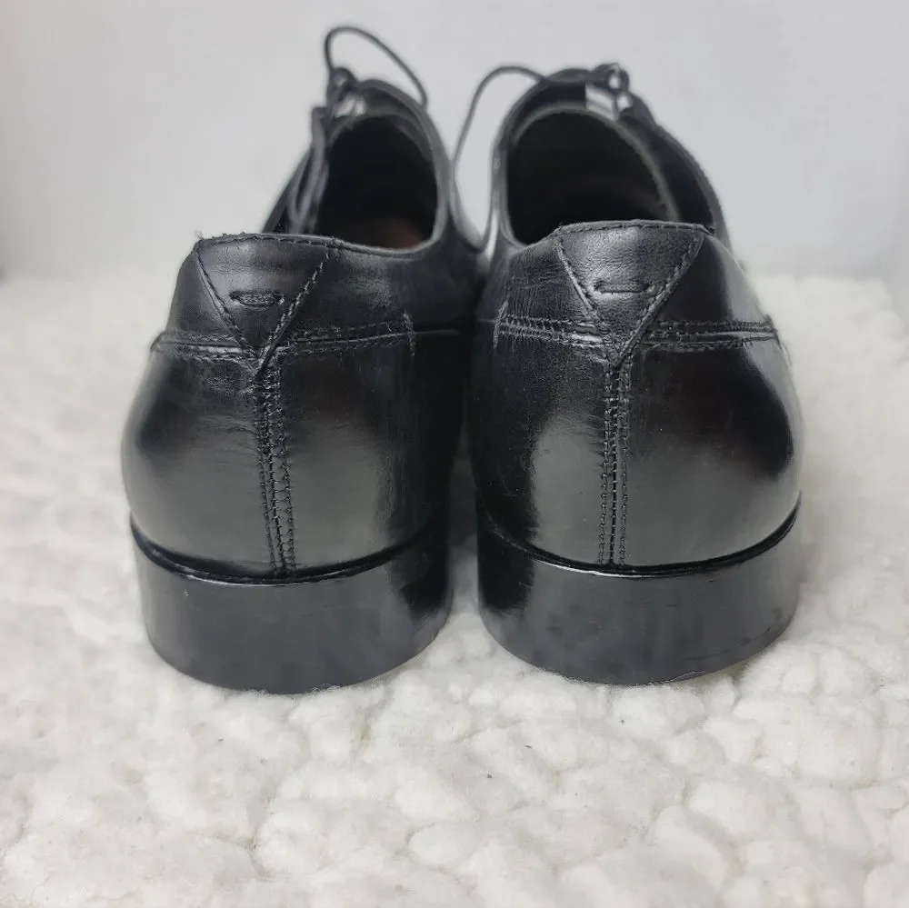 John Varvatos Cap Toe Derby Dress Shoes Black Leather Mens 13